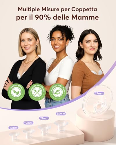 Haokoo Wearable Electric Breast Pump, Handsless, All in One Electric Baby Milk Puller for Daily and Work Use, Easy to Use with Flanges 17/19/21/24/27mm, 4 Modes 12 Levels, 2 Pieces