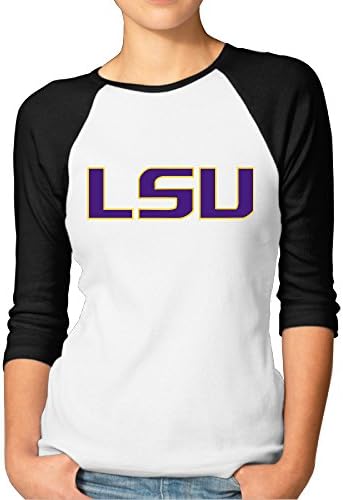 Hotgirl4 Women Louisiana State University LSU Raglan Baseball T Shirt Color Black Size XXL