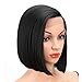 Eliza Short Bob Wigs L Part Lace Front Wigs with Baby Hair Heat Resistant Synthetic Wigs For Black Women Half Hand Tied 130% Density Ombre Blonde Wigs with Dark Roots (Natural black)