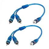 uxcell Car Audio RCA Female to 2 RCA Male Splitter Adapter Cable Blue 2 Pcs