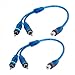 uxcell Car Audio RCA Female to 2 RCA Male Splitter Adapter Cable Blue 2 Pcs