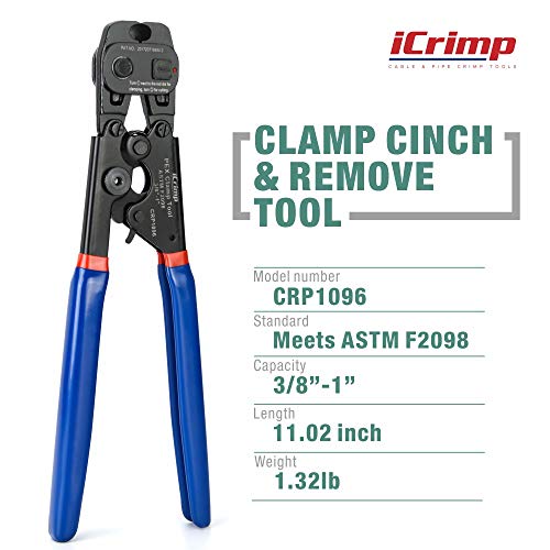iCrimp Ratchet PEX Cinch Tool with Removing function for 3/8 to 1-inch Stainless Steel Clamps with 2 - //coolthings.us