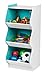 IRIS USA KSBS-3BLU 3 Tier Curved Edge Storage Shelf, 3 Shelves, White/Blue