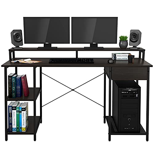OUTFINE Desk Computer Desk Office Desk with Drawer, Monitor Stand and