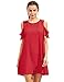 Milumia Women's Summer Cold Shoulder Ruffle Sleeves Shift Dress Red M