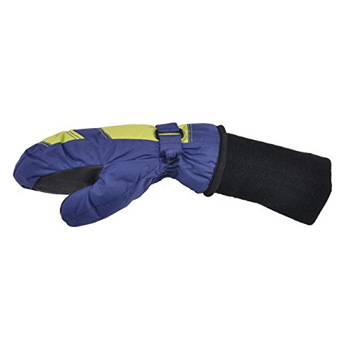 SnowStoppers Kid's Waterproof Stay On Winter Nylon Mittens Small / 1-3 Years Navy Blue/Lime Green - Thumbnail 2