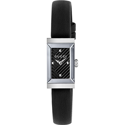 Gucci g-frame black dial ladies leather watch ya147504
