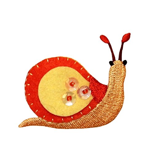 ID 0568 Snail With Sequins Patch Garden Bug Smile Embroidered Iron On Applique