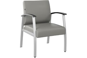 Bush Business Furniture Arrive Waiting Room Guest Chair with Arms in Light Gray Vinyl, Reception Area Seating for Office and Lobby