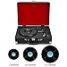 Vinyl Record Player with Speakers 3 Speed Portable Turntable Suitcase Built in 2 Speakers RCA Line Out AUX Headphone Jack -Black