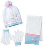 Berkshire Girl's 3 Piece Frozen Elsa Pom Beanie Glove and Scarf Set, Multi, One Size