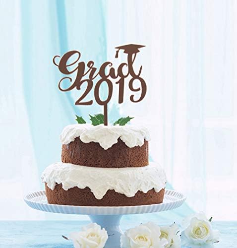 GrantParty Grad 2019 Cake Topper - Class of 2019 Graduate Party Decorations Supplies - High School Graduation, College Graduate Cake Topper(Rose Gold)