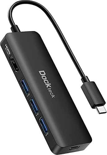 USB C Hub HDMI 4K 60Hz, 6 in 1 Dockteck, Dock Ethernet, MacBook Pro Adapter iPad with LAN RJ45, 2 USB-C Port Data 100W PD, 2 USB 3.0, HDMI, for MacBook Air