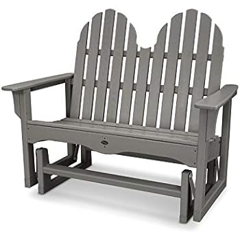 Amazon Com Polywood Adirondack 48 Inch Glider Teak Patio