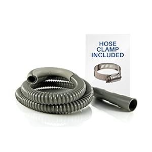 6ft Heavy-Duty Washing Machine Drain Hose With Clamp - Industrial Grade Polypropylene Discharge Hose for Washing Machines - Fits Up To 1-1/4 Inch Drain Outlets