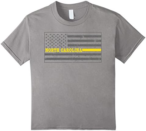 Kids North Carolina Tow Truck Driver Shirt Thin Yellow Line Shirt 10 Slate