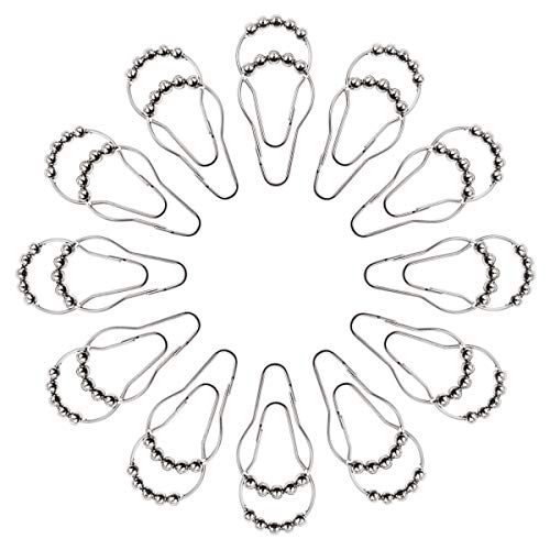 Qulable 24 Packs Shower Curtain Hooks Rings, Rustproof Stainless Steel Heavy Duty Shower Hooks for Bathroom Shower Rods Curtains