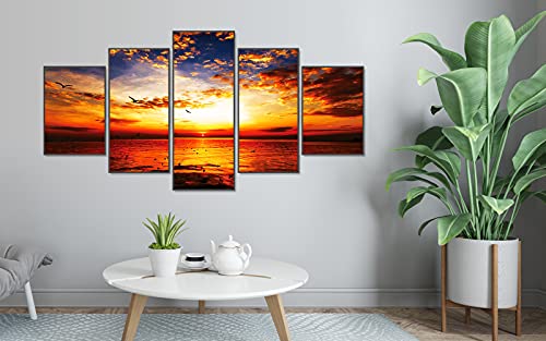 Kit de pintura con diamantes 5D cristales, TAOPE 5 Pack Kit de bordado de diamantes 5D para manualidades, diamantes estilo punto de cruz Decoración(pared/hogar) - Puesta de sol