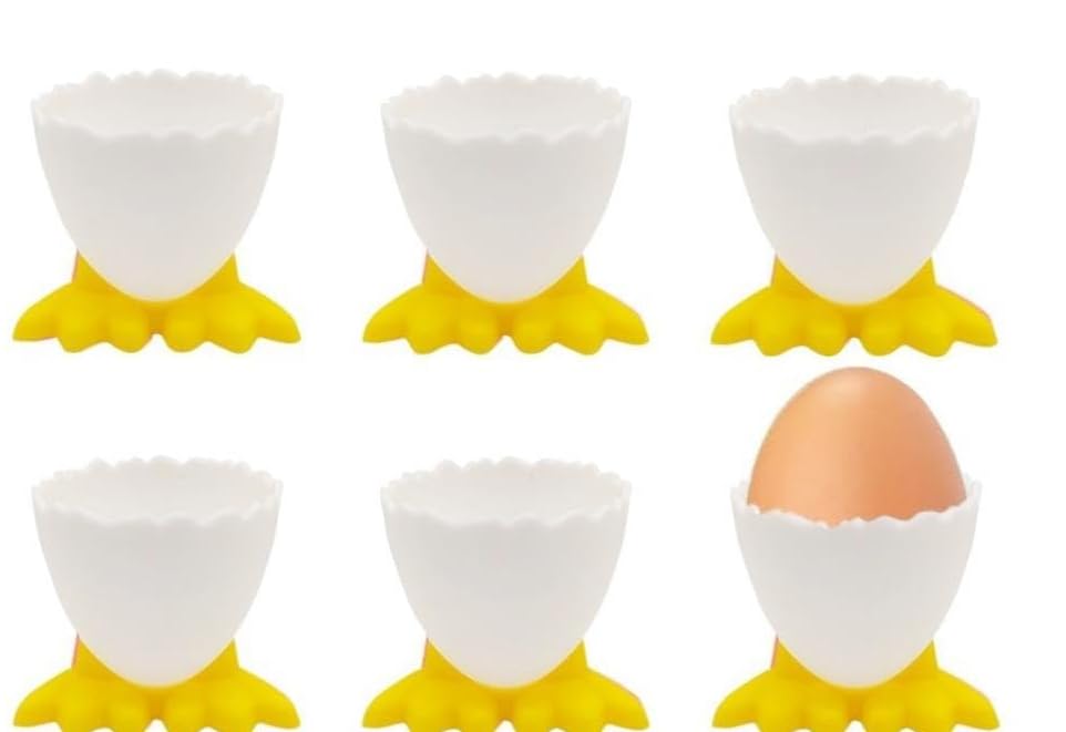 Egg Cups Cartoon Egg Holders Soft Hard Boiled Egg Cups for Breakfast Brunch Soft Boiled Egg (Yellow)