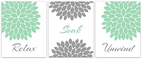 Bathroom Wall Art Relax Soak Unwind, Set of (3) Unframed 5"x7" Paper Prints - BATH82-5x7