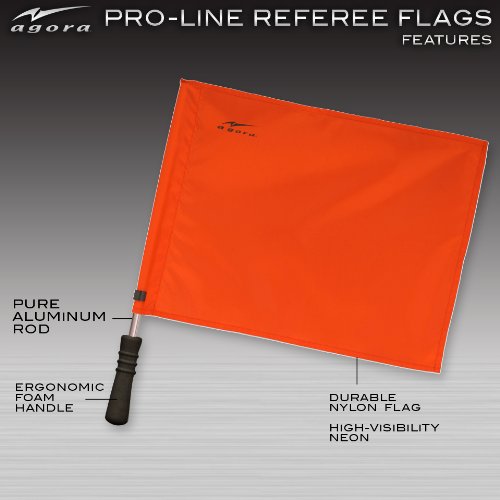 image for AGORA Pro Line Premium Regulation Soccer Referee Flags with Case, Red/
