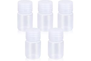 UMETASS 1 oz Wide Mouth Lab Bottle - Laboratory Grade Portable Clear PP Container, Sealed Leak-proof, Perfect for Water Samples and Pills(5 Pcs)