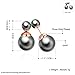 Jwoolw Double Sided Front Back Peek A Boo Ball Faux Pearl Beads Womens Fashion Elegant Tribal Stud Earrings (Rose Gold & Black)
