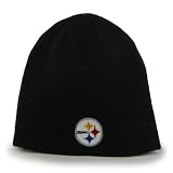 Reebok Pittsburgh Steelers Black Skull Cap - NFL Cuffless Beanie Knit Hat