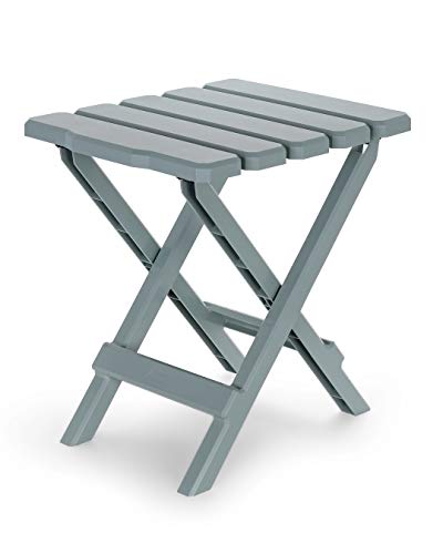 Camco Adirondack Portable Outdoor Folding Side Table-Perfect for The Beach, Camping, Picnics, Cookouts and More-Weatherproof and Rust Resistant-Gray (21032)
