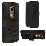 Motorola Moto X+1 Case, E LV- Belt Swivel Clip / Kickstand - Dual Layer Armor Holster Defender Case Cover for Motorola Moto X 2nd Gen (2014 Release) 1 Stylus and 1 Screen Protector - BLACK