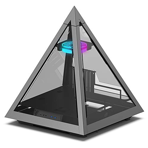 Azza CSAZ-804V Pyramid Innovative PC Case W/RGB Fan, Black - Image 3