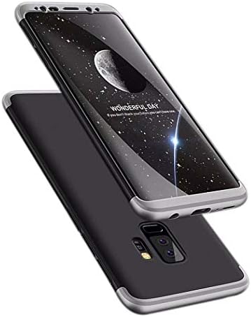 TXLING for Samsung Galaxy A40 Case 360° Protective Cover PC Hard Shell Anti-Shock Anti-Scratch Bumper Matte Phone case (Silver Black) + 1 Pack Screen Protectors