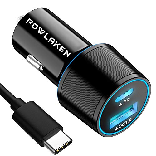 Updated Version Super Fast USB C 18W PD Car Charger, Total 36W Dual USB Car Charger Adapter for iPhone 11/11 Pro/11 Pro MAX/XS/MAX/XR/X/8/7/6/Plus, iPad Pro/Air 2/Mini, Galaxy Series, LG, Nexus