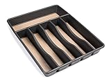 Rubbermaid No-Slip Cutlery Tray, Large, Black with Tan (Kitchen)