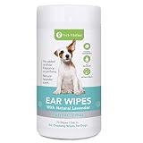 VET-VIRTUE Dog Ear Cleaner Wipes - Fragrance Free Ear Infection Treatment for Dogs, Halt Yeast, Mites and Itching, Large Soft Cotton Ear Wipes for Dogs