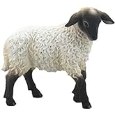 4.25 Inch Baby Lamb Decorative Statue Figurine, White and Black