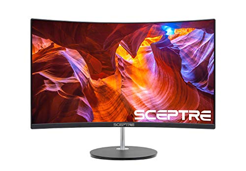 Sceptre Curved 75Hz Gaming LED Monitor Full HD 1080P HDMI VGA Speakers 24″ Metal Black (C248W-1920RN)