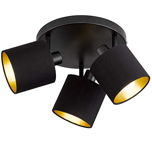 Reality Leuchten Tommy R80333979 Spotlight Bar Metal Black Matt Fabric Shade Black/Gold