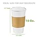 Premium Quality 16 Oz. Disposable White Hot Paper Coffee Cups By PrepStor – 50 Pack Set Complete With Travel Protective Sleeves & Lids – Perfect For Take Away, Office Use, Bars & Coffee Shops