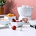 MALACASA Fondue Pot Set Two-layer Porcelain Tealight Chocolate Fondue with Dipping Bowls and Forks for 6, Cheese Fondue or Butter Fondue Set, White