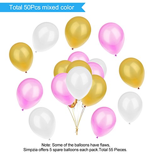 89 pcs Gold Pink Party Decorations Kit SIMPZIA Party Supplies Including Paper Pom Poms Flowers & Tissue Tassel Garland & Party Balloons for Birthday Party, Engagement, Wedding, Baby showe
