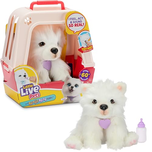 Little Live Pets LLP My Really Real Puppy – Luna; Interaktiver Welpe; 60+ Geräusche/Reaktionen; realistisches Aussehen; 1 aus 72 Varianten; Spielset m