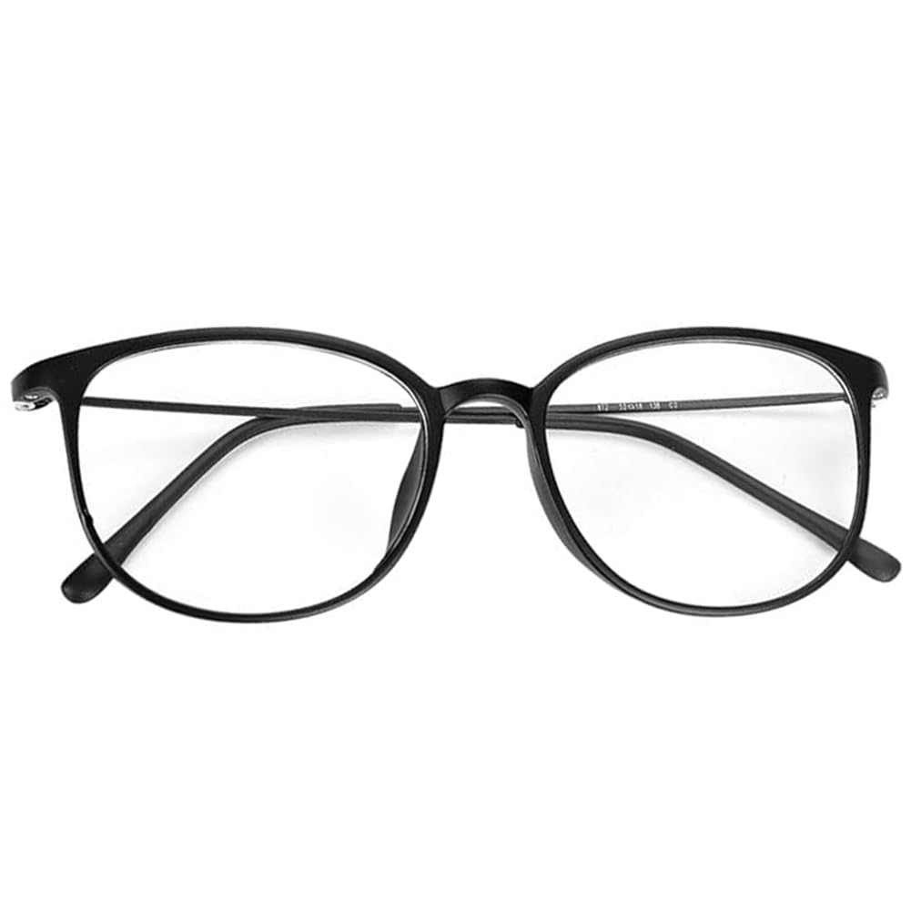 Clear Lens Glasses Men Women Round Plain Lense Glasses TR90 Retro Glasses Plastic Eyeglasses Lightweight Glasses Anti Eye Fatigue Glasses with Metal Hinges for Reading Computer Glasses Eyeglasses