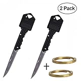 VIOLET JEWELLERY 2 Pack Keychain Folding Pocket Key Knife (Black)