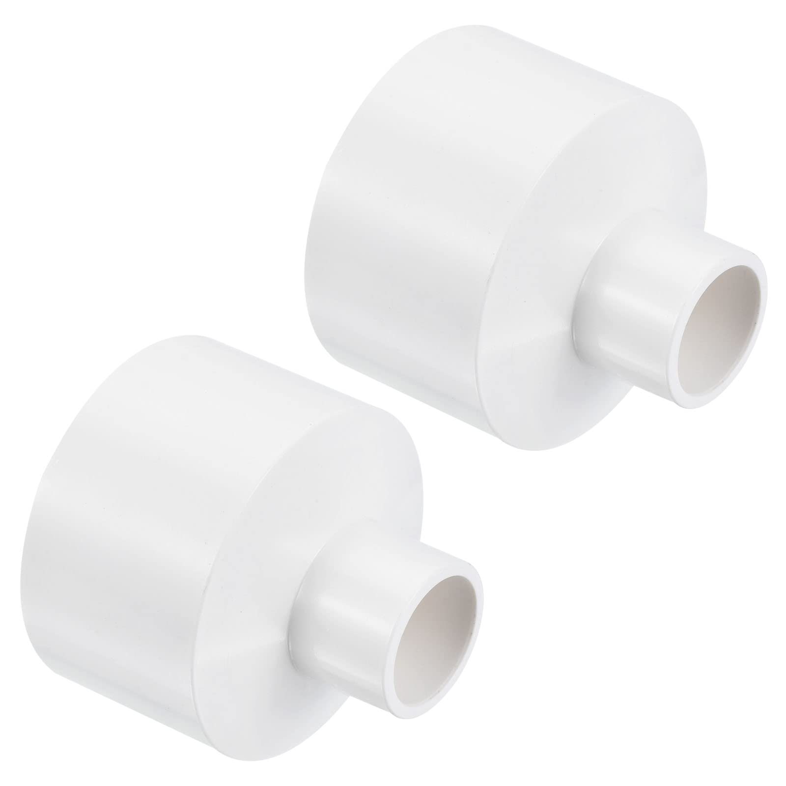 PATIKIL PVC Reducer Pipe Fitting 50mm to 20mm ID, 2 Pack Straight Coupling Adapter Connector, White — image 1