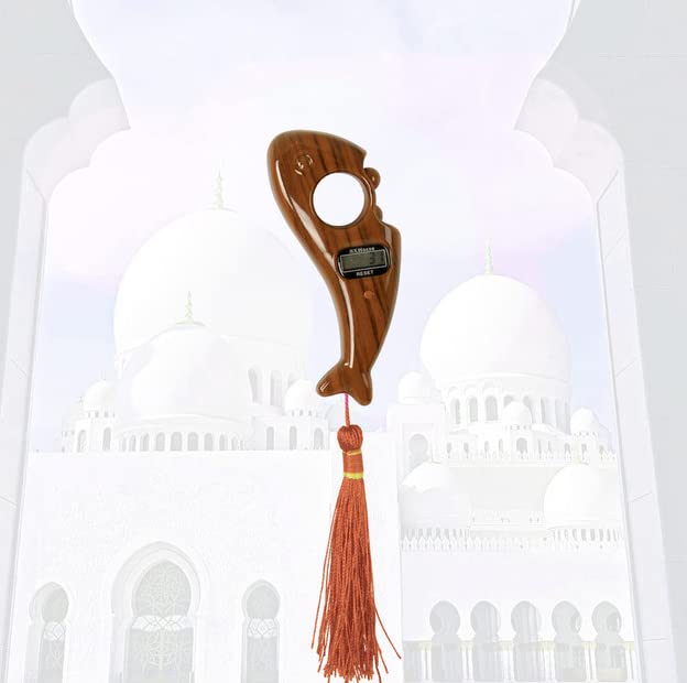 Digital Tasbih Finger Counter, Tally Counter, Prayer Beads Counter, Muslim Beads Counter, Buddha Beads Counter, for Buddhist Meditation, Relaxation, Active Fingers, Prayer. (Brown Oak), M