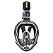 SEGMART Panoramic Snorkel Mask - EasyBreath Snorkeling Mask Full Face, Anti-Fog (Black, L/XL)