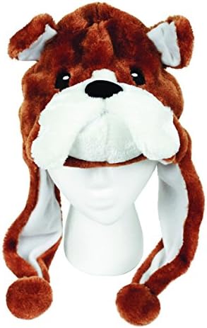 Plush Animal Hat - One Size Fits All - Super Soft - Bulldog Tan