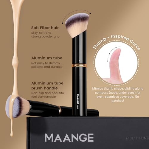 MAANGE Makeup Brushes 16Pcs Professional Foundation Powder Blush Contour Eyeshadows Double-End Makeup Brush Set with Pouch and Gift Box-Black