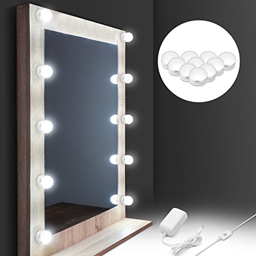 [2018 UPGRADED] Hollywood Style LED Vanity Mirror Lights Kit, Auledio Makeup light with 10 Dimmable Bulbs and Touch Dimmer for Makeup Vanity Table Set in Dressing Room (Mirror Not Include)